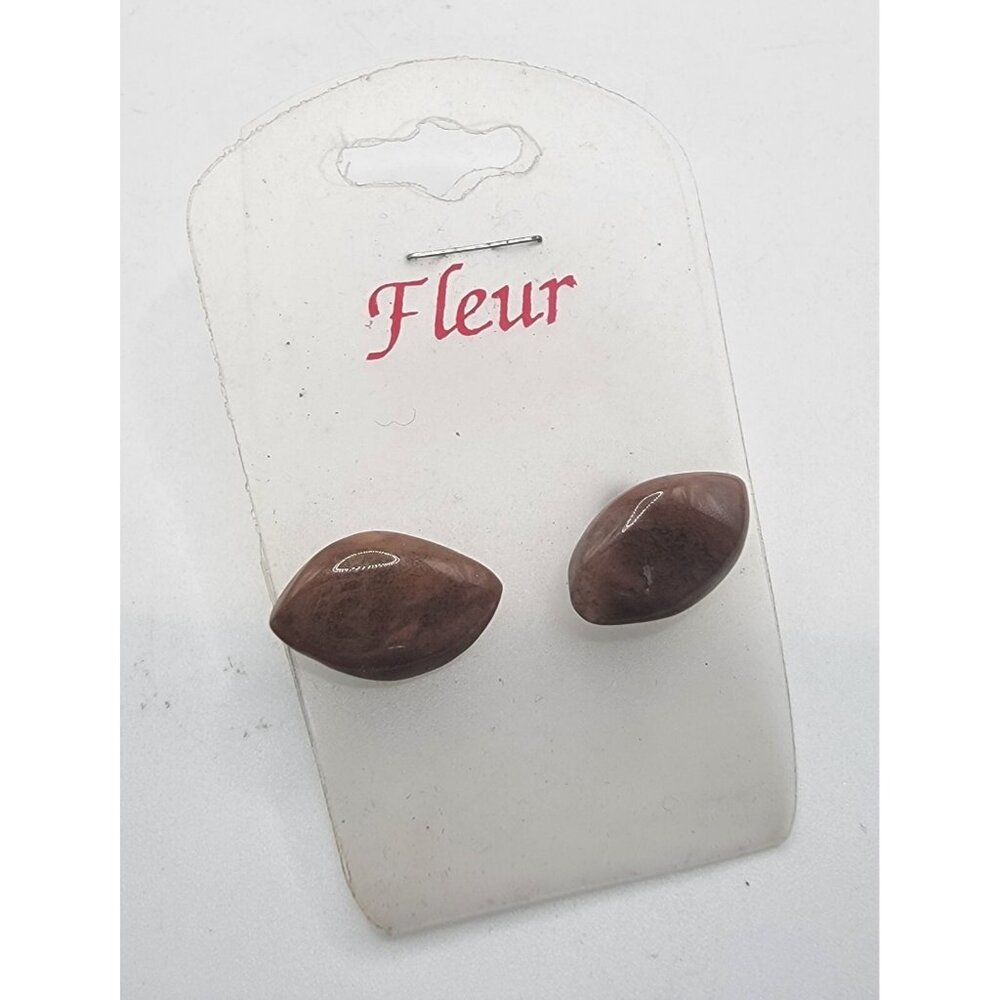 NOS Vintage Fleur Brown Football Shaped Post Earrings NFL Superbowl Party
